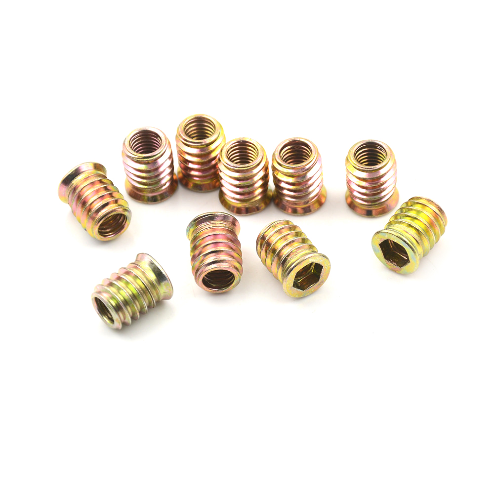 10Pcs Brass M8 E-Nut Wood Insert Interface Screws Hex Socket Nut Fittings. 